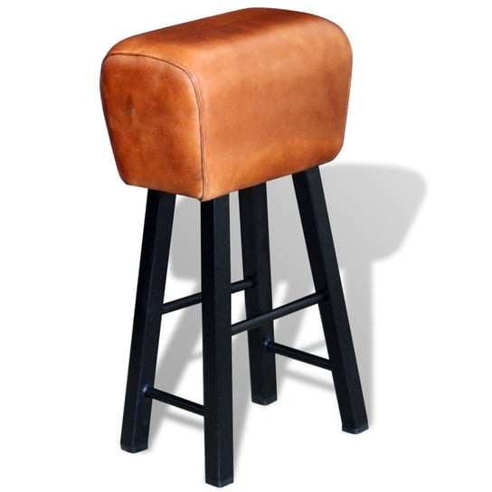 Krzesło barowe skórzane PERVOI, brązowe, 40x25x75 cm vidaXL