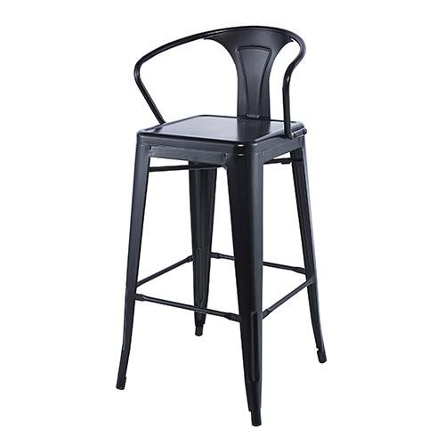 Krzesło Barowe Z Oparciem Wysoki Hoker Do Kuchni Rapallo Czarne Nuforma