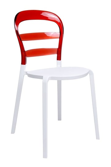 Krzesło Białe z Czerwonym oparciem z tworzywa King Home