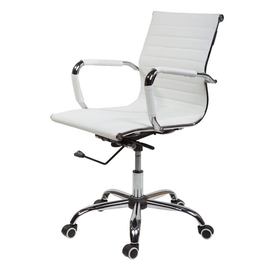 Krzesło biurowe ELEGANCE Krzesło obrotowe Krzesło na biurko Imitacja skóry Biały SVITA