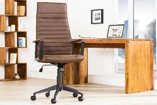Krzesło biurowe INVICTA INTERIOR Lazio, brązowo-czarne, 125x70x60 cm Invicta Interior
