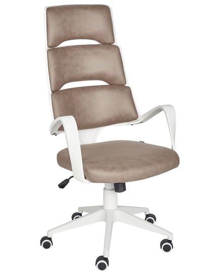 Krzesło biurowe regulowane ekoskóra biało-brązowe GRANDIOSE Beliani