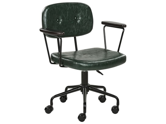 Krzesło biurowe regulowane ekoskóra ciemnozielone ALGERITA Beliani