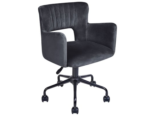 Krzesło biurowe regulowane welurowe czarne SANILAC Beliani
