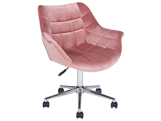 Krzesło biurowe regulowane welurowe różowe LABELLE Beliani