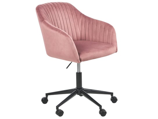 Krzesło biurowe regulowane welurowe różowe VENICE Beliani
