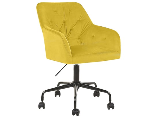 Krzesło biurowe regulowane welurowe żółte ANTARES Beliani
