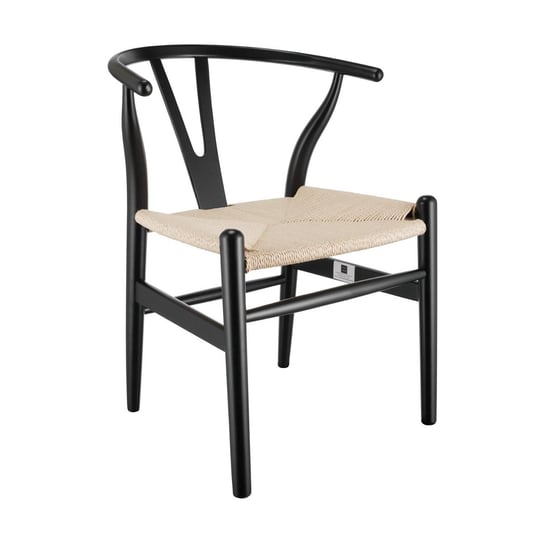 Krzesło Bonbon czarne naturalne rattanowo jesionowe do salonu Step Into Design