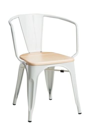 Krzesło D2 DESIGN Paris Arms Wood, biało-beżowe, 44x55,5x73 cm D2.DESIGN