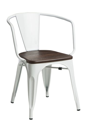 Krzesło D2 DESIGN Paris Arms Wood, biało-ciemnobrązowe, 44x55,5x73 cm D2.DESIGN