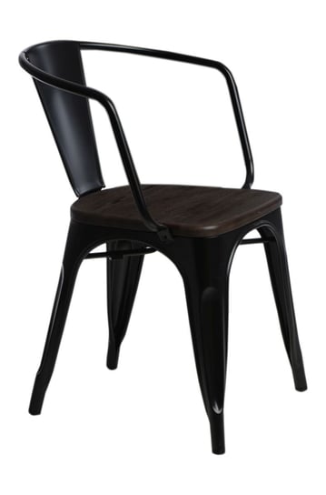 Krzesło D2 DESIGN Paris Arms Wood, czarno-brązowe, 44x55,5x73 cm D2.DESIGN