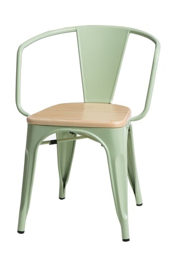 Krzesło D2 DESIGN Paris Arms Wood, miętowo-beżowe, 44x55,5x73 cm D2.DESIGN