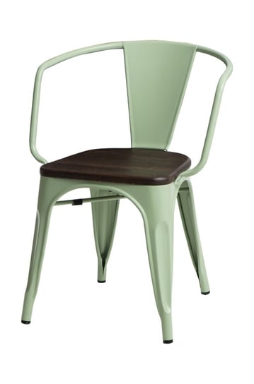 Krzesło D2 DESIGN Paris Arms Wood, miętowo-ciemnobrązowe, 44x55,5x73 cm D2.DESIGN