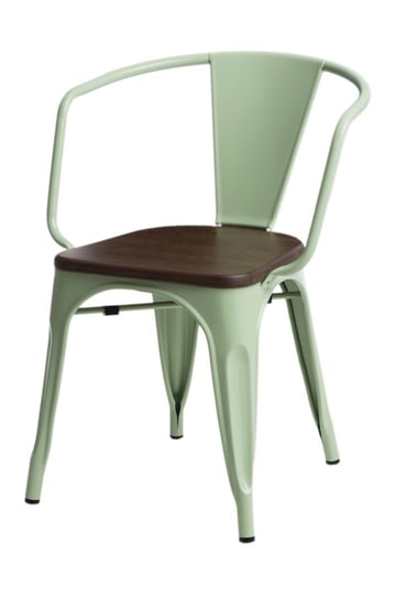 Krzesło D2 DESIGN Paris Arms Wood, miętowo-ciemnobrązowe, 44x55,5x73 cm D2.DESIGN