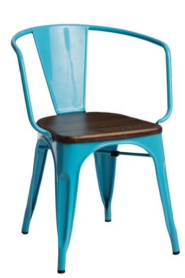 Krzesło D2 DESIGN Paris Arms Wood, niebiesko-ciemnobrązowy, 44x55,5x73 cm D2.DESIGN