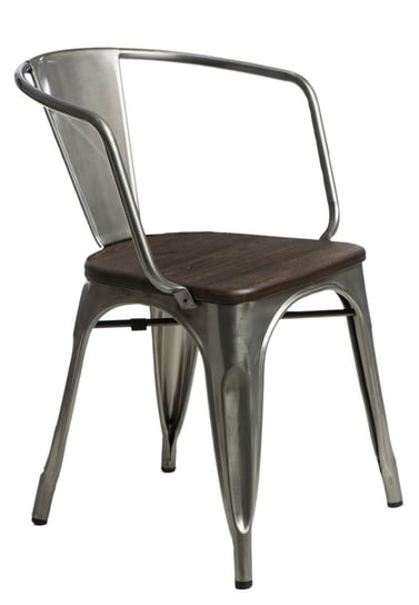 Krzesło D2 DESIGN Paris Arms Wood, srebrno-brązowe, 44x55,5x73 cm D2.DESIGN