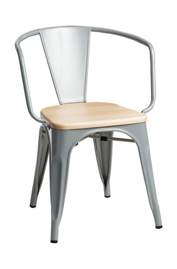Krzesło D2 DESIGN Paris Arms Wood, szaro-beżowe, 44x55,5x73 cm D2.DESIGN