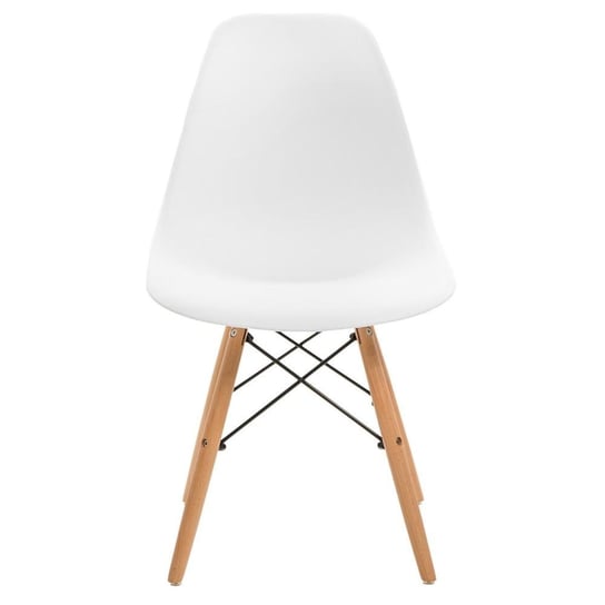 Krzesło DEKORACJADOMU Simplet, biało-jasnobrązowe, 80,5x46,5x52,5 cm DekoracjaDomu.pl