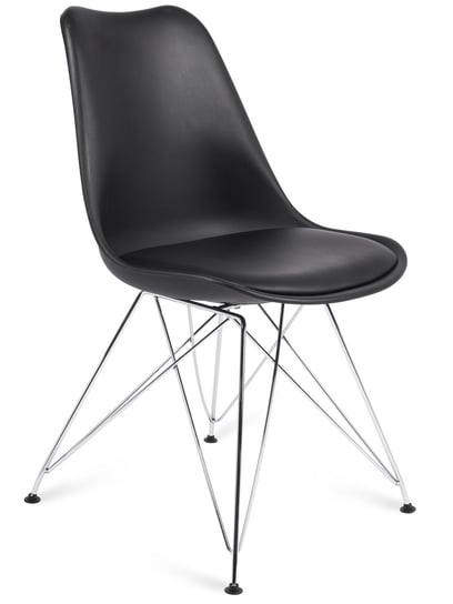 Krzesło do jadalni SOFOTEL Morano, czarne-chrom, 81x47 cm SOFOTEL