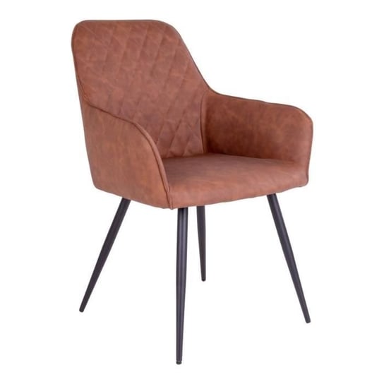 Krzesło do jadalni w stylu vintage, brązowe, ze sztucznej skóry, z czarnymi nogami Inna marka