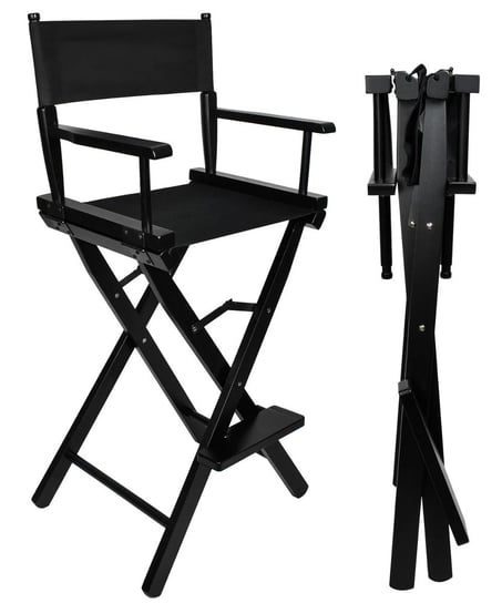 Krzesło do Makijażu Make-Up Składane Drewniane Kosmetyczne Czarne do Wizażu Artemis