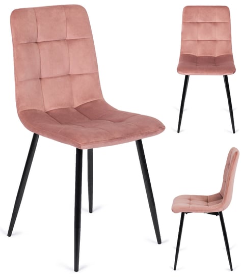 Krzesło Do Salonu Jadalni PERU Różowe Welur Meble Makarowski