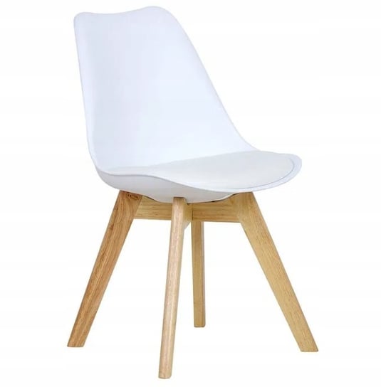 Krzesło Doris Siedzisko Białe Nogi Drewniane Kolor Buk F.H.ANGEL