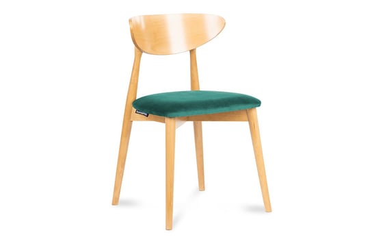 Krzesło drewniane dąb butelkowa zieleń welur RABI Konsimo