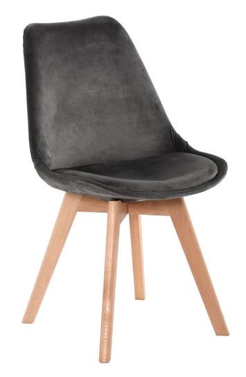 Krzesło drewniane nowoczesne skandynawskie velvet szare HOME INVEST INTERNATIONAL
