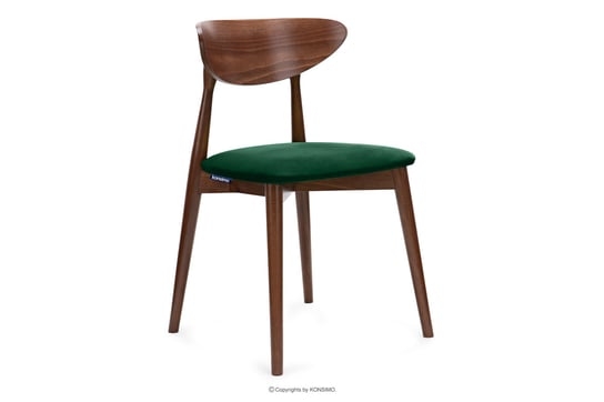 Krzesło drewniane orzech średni ciemny zielony welur RABI Konsimo Konsimo
