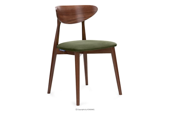 Krzesło drewniane orzech średni zielony welur RABI Konsimo Konsimo