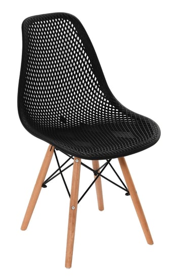 Krzesło Drewniane Skandynawskie Ażurowe Czarne HOME INVEST INTERNATIONAL