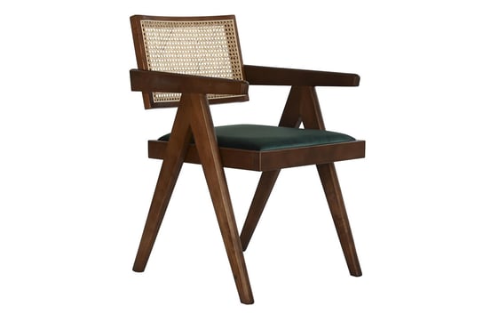 Krzesło drewniane z plecionką wiedeńską i aksamitem butelkowe MIA home