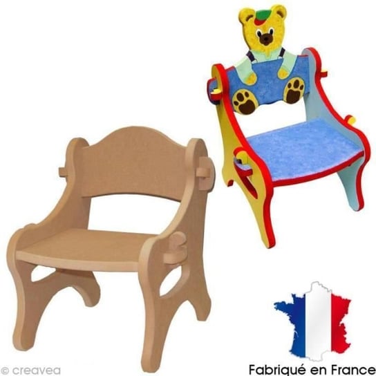 Krzesło dziecięce 35 cm Wymiary: 30 x 30 x wys. 35 cm w przybliżeniu Siedzisko wysokość 19 cm Grubość: 1,6 cm Materiał: średnie drewno Zestaw Inna marka