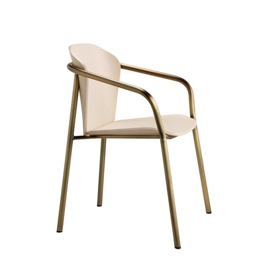 Krzesło Finn z podłokietnikami bejcowane białe bronz SCAB Design