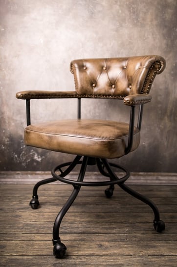 Krzesło Fotel Na Stalowych Giętych Nogach Ze Skóry-Brązowy Dąb Kh-258 Mandallin