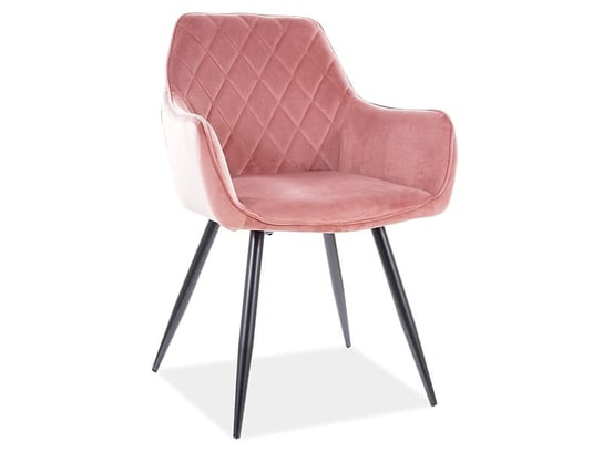 Krzesło fotelowe tapicerowane LINEA VELVET antyczny róż SIGNAL Signal