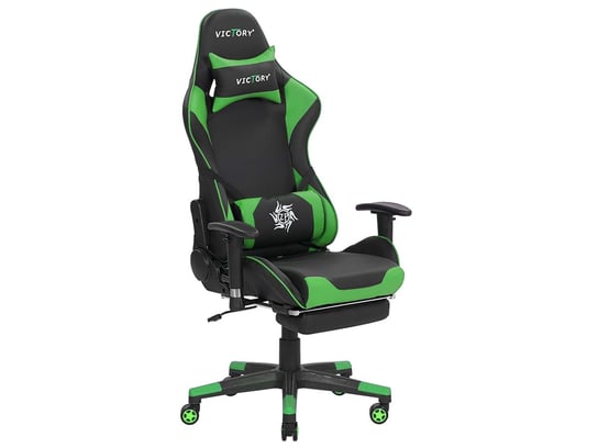 Krzesło gamingowe BELIANI Victory, czarno-zielone, 132x55x60 cm Beliani