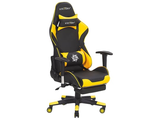 Krzesło gamingowe BELIANI Victory, czarno-żółte, 124-132x55x60 cm Beliani