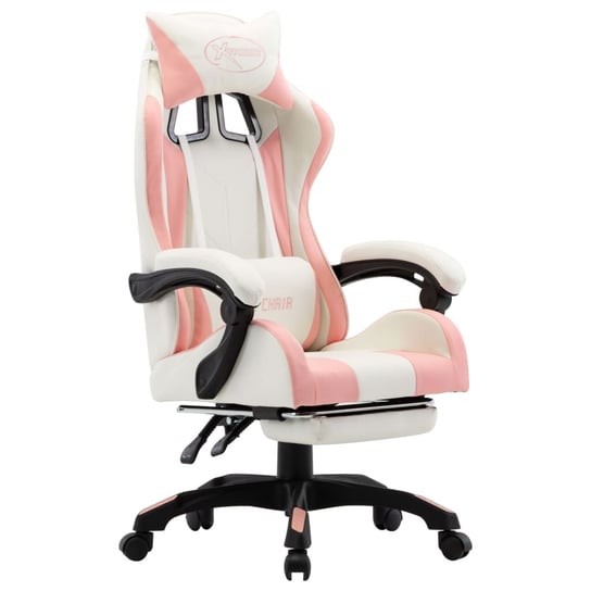 Krzesło gamingowe z podnóżkiem, różowe, sztuczna s / AAALOE Inna marka