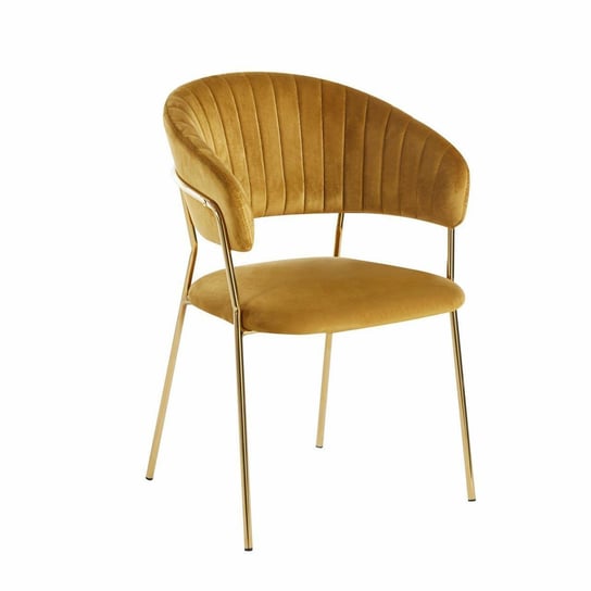 Krzesło Glamour velvet żółte/ złote nogi Intesi