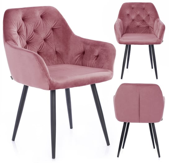 Krzesło HOMEDE Argento, różowo-czarne, 42x55x85 cm Homede