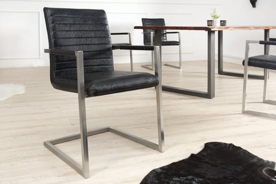 Krzesło INTERIOR Imperial, czarno-srebrne, 90x55x60 cm INTERIOR