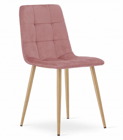 Krzesło KARA - różowy aksamit / nogi kolor drewna x 2 Oskar