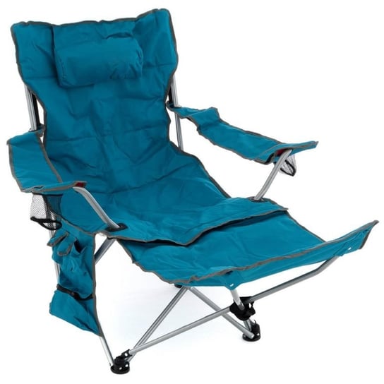 Krzesło kempingowe ze zdejmowanym podnóżkiem, niebieskie Divero