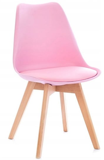 Krzesło Kolor Różowy Pp + Poduszka Styl Skandynawski F.H.ANGEL
