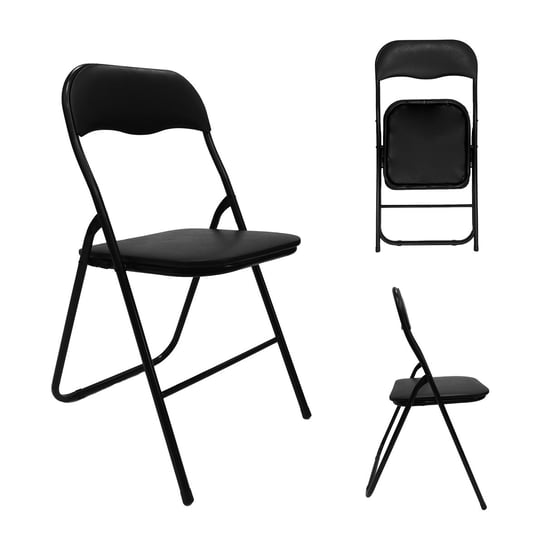 Krzesło Krzesełko Składane Ogrodowe Biurowe Czarne Cateringowe Kontrast