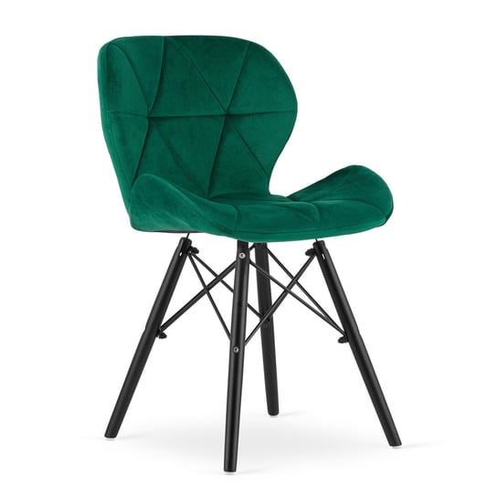 Krzesło LAGO - aksamit ciemna zieleń / nogi czarne Leobert