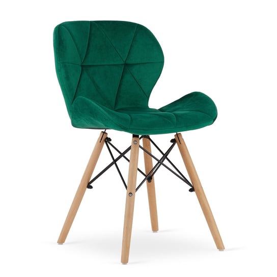 Krzesło LAGO - aksamit ciemna zieleń / nogi naturalne Leobert