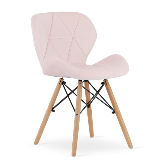 Krzesło LAGO - aksamit róż / nogi naturalne Leobert